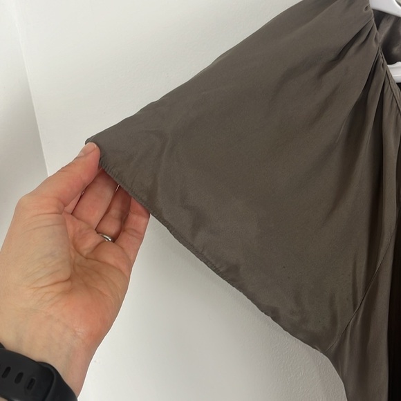 Aritzia Central Park West Taupe Silk Blouse - Picture 3 of 10